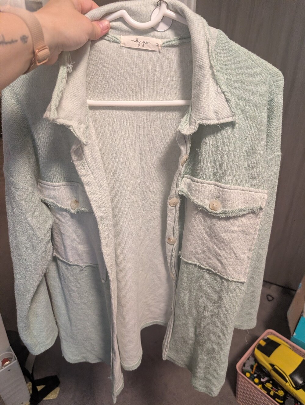 Molly Green Women's Mint Green Button-Front Shacket